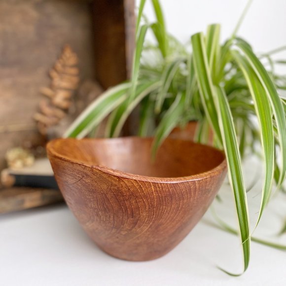 Vintage Kitchen 96s Danish Modern Solid Rosewood Organic Form Salad Bowl Inspired By Finn